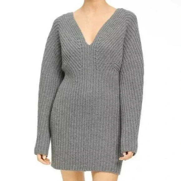 Theory Grey Melange Airy Wool Cashmere Sculpted Dress - Picture 1 of 8